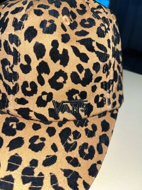 Vans Leopard Print Cap in Tan and Black Embroidered Logo